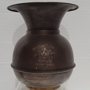 Vintage Wild West Pony Express Brass Copper Chewing Rustic Tobacco Spitoon Tall
